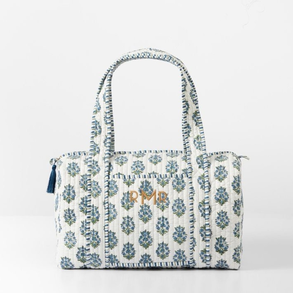 Mark and Graham Floral Quilted Tote in White Flower no monogram / embroidery - Picture 5 of 7